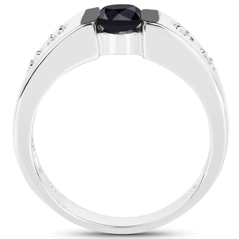 Bids.com 0.56 Carat Genuine Black Diamond and White Diamond .925 Sterling Silver Ring Rings White Smoke size 9.00,size 6.00,size 7.00,size 8.00