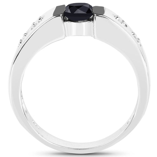Bids.com 0.56 Carat Genuine Black Diamond and White Diamond .925 Sterling Silver Ring Rings White Smoke size 9.00,size 6.00,size 7.00,size 8.00