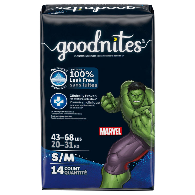 GoodNites GoodNites Boys Marvel Nighttime S/M Underwear (43 68 Lbs) Diapers Black