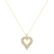 Bids.com 14K Yellow Gold .925 Sterling Silver 4 cttw Round-cut Diamond Cluster Heart Pendant Necklace (K-L Color, I1-I2 Clarity) Necklaces White Smoke Yellow.Sterling Silver / 18