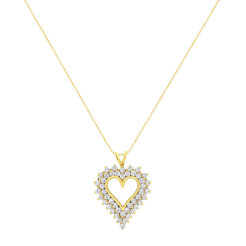 Bids.com 14K Yellow Gold .925 Sterling Silver 4 cttw Round-cut Diamond Cluster Heart Pendant Necklace (K-L Color, I1-I2 Clarity) Necklaces White Smoke Yellow.Sterling Silver / 18