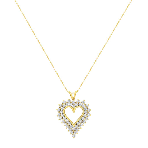Bids.com 14K Yellow Gold .925 Sterling Silver 4 cttw Round-cut Diamond Cluster Heart Pendant Necklace (K-L Color, I1-I2 Clarity) Necklaces White Smoke Yellow.Sterling Silver / 18