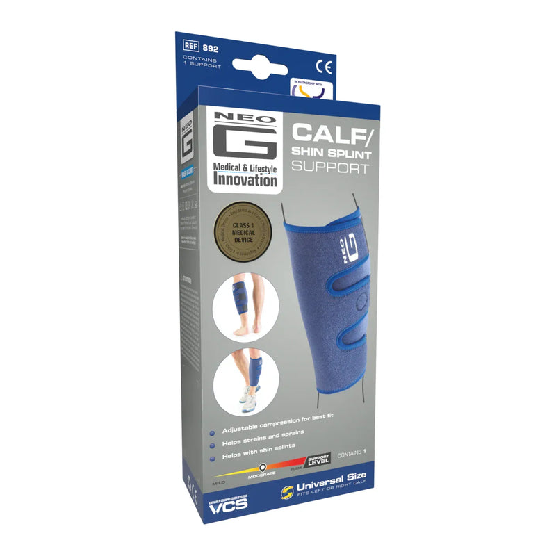 Neo G Neo G Calf & Shin Splint Support, One Size Fits All (OSFA) Supports & Braces White Smoke