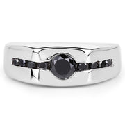 Bids.com 0.74 Carat Genuine Black Diamond .925 Sterling Silver Ring Rings Light Gray size 9.00,size 6.00,size 7.00,size 8.00