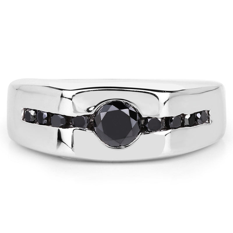 Bids.com 0.74 Carat Genuine Black Diamond .925 Sterling Silver Ring Rings Light Gray size 9.00,size 6.00,size 7.00,size 8.00