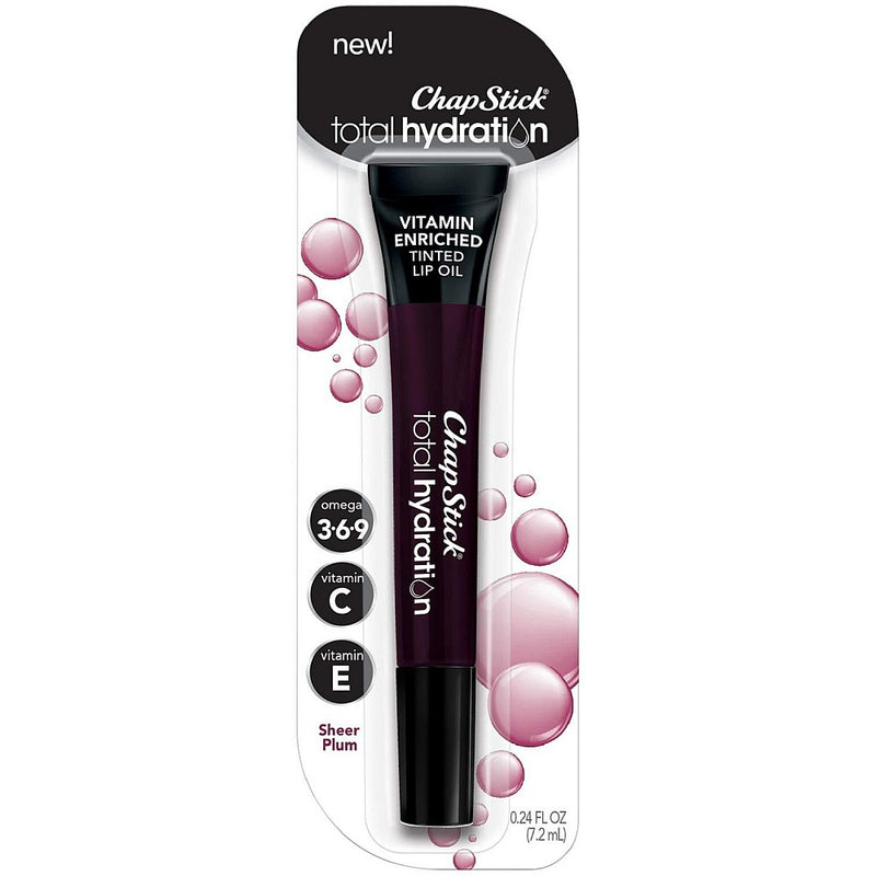 ChapStick ChapStick Total Hydration Vitamin Enriched Tinted Sheer Plum Lip Oil, 0.24 Oz Lip Balms & Treatments White Smoke