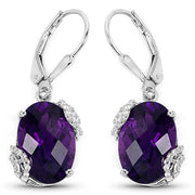 Bids.com 10.18 Carat Genuine Amethyst and White Topaz .925 Sterling Silver Earrings Earrings White Smoke