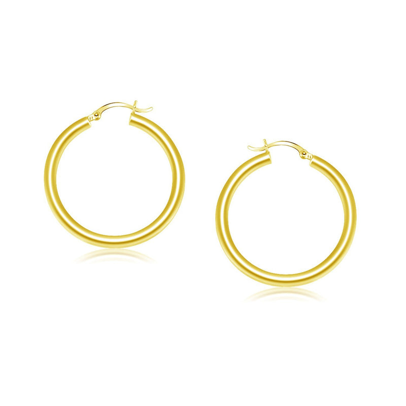 Bids.com 14k Yellow Gold Polished Hoop Earrings (25 mm) Earrings White Smoke Yellow Gold