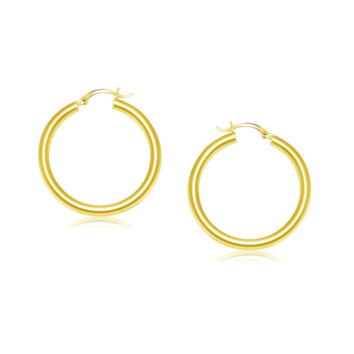 Bids.com 14k Yellow Gold Polished Hoop Earrings (25 mm) Earrings White Smoke Yellow Gold