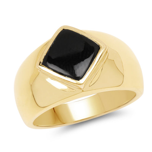 Bids.com 14K Yellow Gold Plated 2.00 Carat Genuine Black Onyx .925 Sterling Silver Ring Rings White Smoke size 8.00,size 9.00,size 6.00,size 7.00