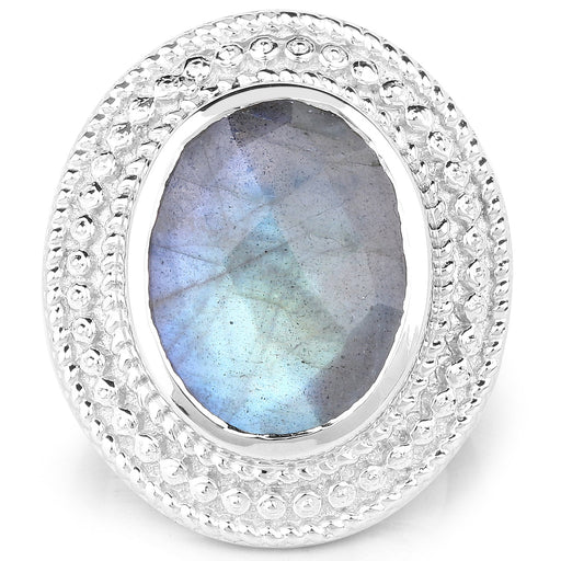 Bids.com 7.00 Carat Genuine Labradorite .925 Sterling Silver Ring Rings White Smoke size 6.00,size 7.00,size 8.00,size 9.00