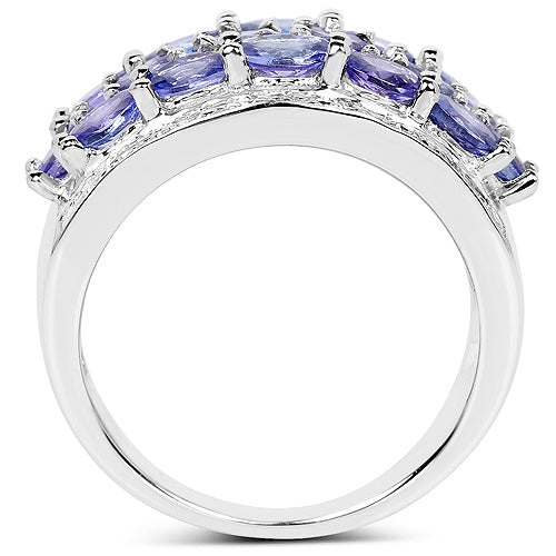 Bids.com 2.72 Carat Genuine Tanzanite .925 Sterling Silver Ring Rings White Smoke size 6.00,size 7.00,size 5.00,size 8.00,size 9.00