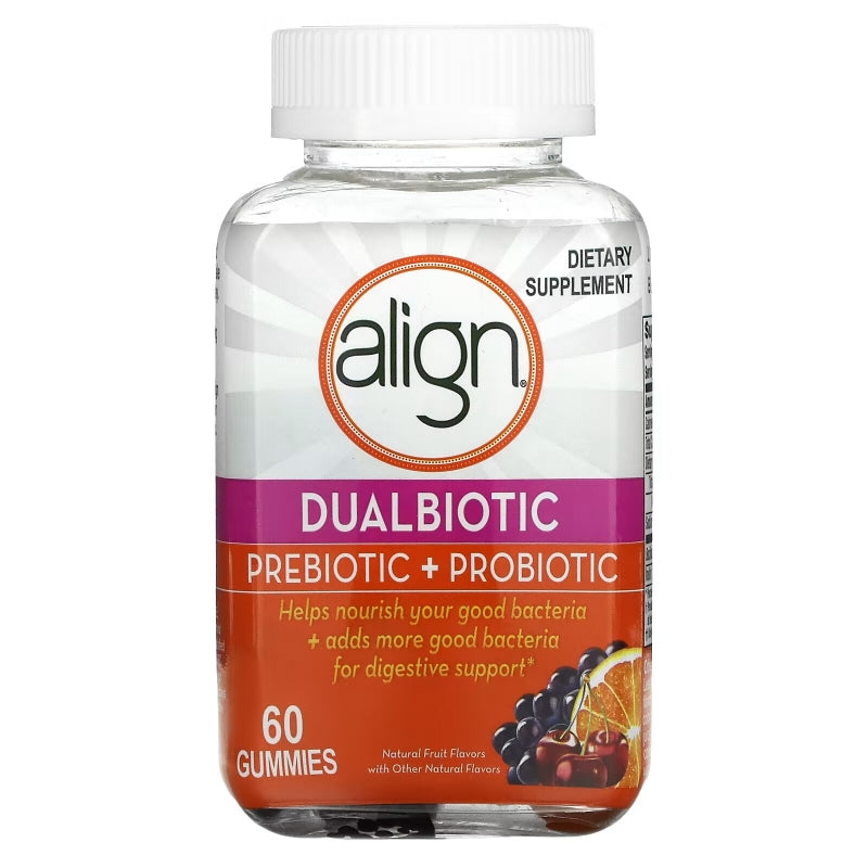Align Align DualBiotic Prebiotic + Probiotic Supplement For Adult Men And Women, 60 Count, Digestive Support Gummies In Natural Fruit Flavors Vitamins & Supplements White Smoke