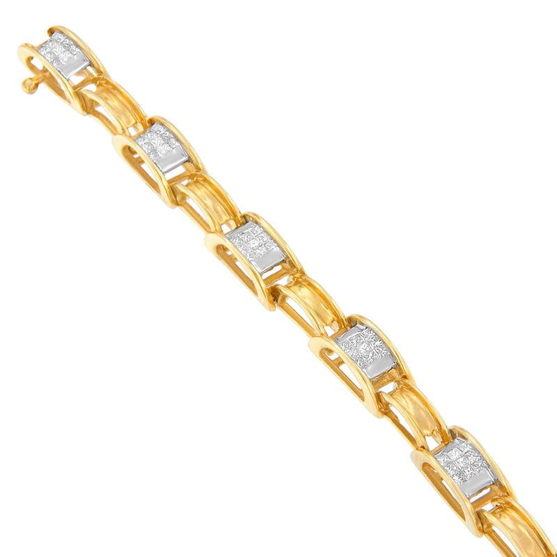 Bids.com 14K Yellow Gold Princess Cut Diamond Chain Link Bracelet (1.00 cttw, H-I Color, SI1-SI2 Clarity) Bracelets White Smoke Yellow.Gold / 7