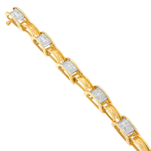 Bids.com 14K Yellow Gold Princess Cut Diamond Chain Link Bracelet (1.00 cttw, H-I Color, SI1-SI2 Clarity) Bracelets White Smoke Yellow.Gold / 7