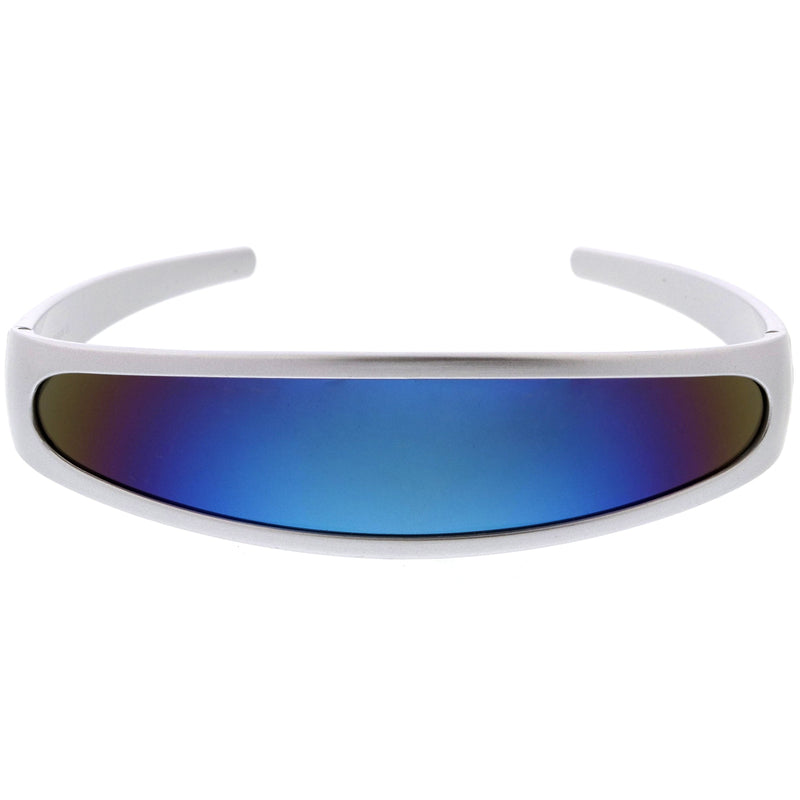 zeroUV Retro Futuristic 1980's Disco Wrap Around Space Sunglasses 8964 Sunglasses White Smoke Silver Ice