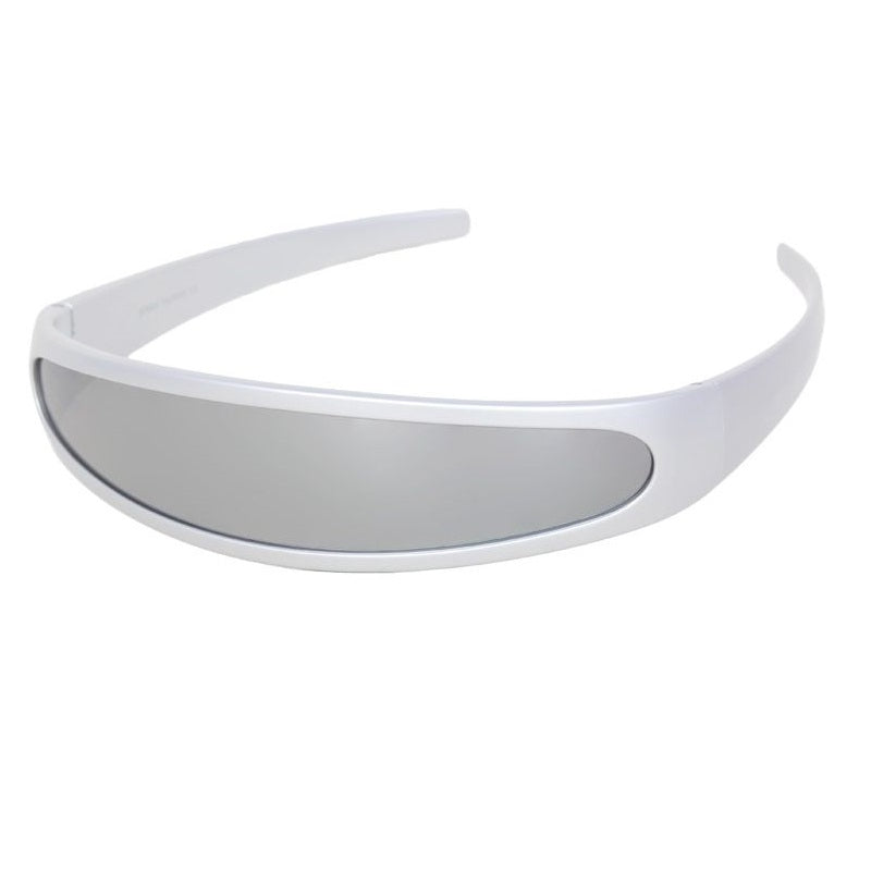 zeroUV Retro Futuristic 1980's Disco Wrap Around Space Sunglasses 8964 Sunglasses White Smoke Silver Silver