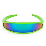 zeroUV Retro Futuristic 1980's Disco Wrap Around Space Sunglasses 8964 Sunglasses White Smoke Green Rainbow