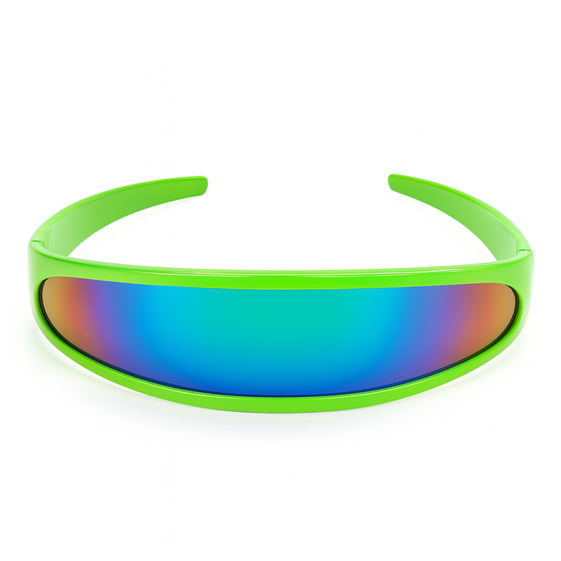 zeroUV Retro Futuristic 1980's Disco Wrap Around Space Sunglasses 8964 Sunglasses White Smoke Green Rainbow