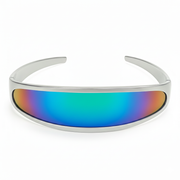zeroUV Retro Futuristic 1980's Disco Wrap Around Space Sunglasses 8964 Sunglasses White Smoke Silver Rainbow