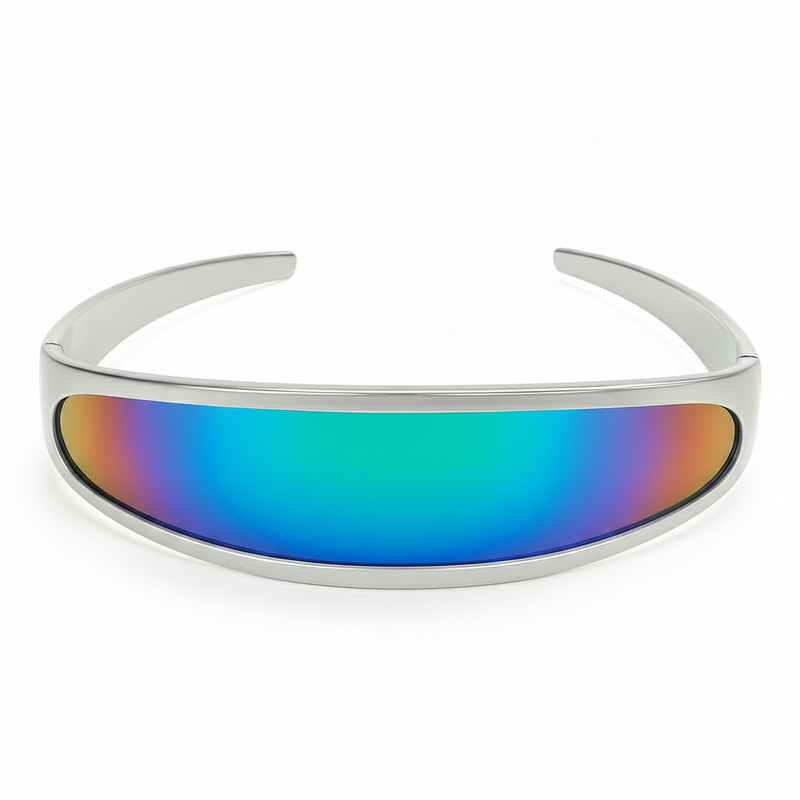 zeroUV Retro Futuristic 1980's Disco Wrap Around Space Sunglasses 8964 Sunglasses White Smoke Silver Rainbow