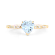 Bids.com 0.65 Carat Genuine Aquamarine and White Diamond 14K Yellow Gold Ring Rings White Smoke size 5.00,size 6.00,size 7.00,size 8.00,size 9.00