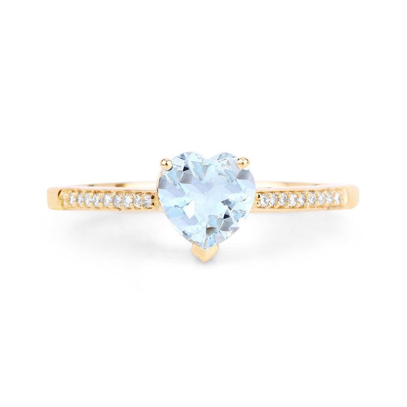 Bids.com 0.65 Carat Genuine Aquamarine and White Diamond 14K Yellow Gold Ring Rings White Smoke size 5.00,size 6.00,size 7.00,size 8.00,size 9.00