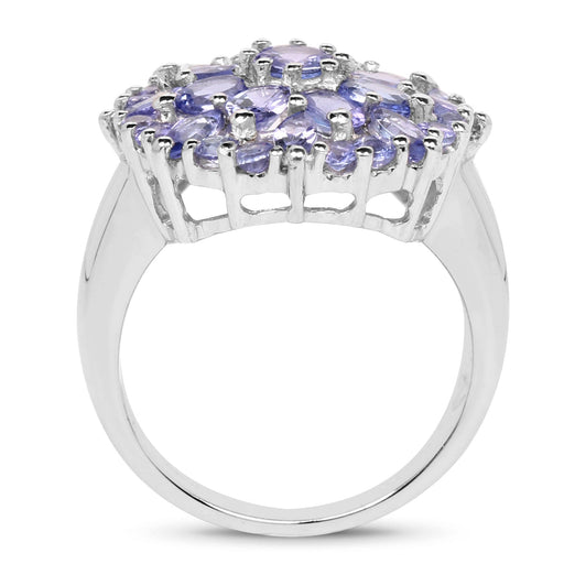 Bids.com 2.79 Carat Genuine Tanzanite .925 Sterling Silver Ring Rings White Smoke size 7.00,size 6.00,size 8.00,size 9.00