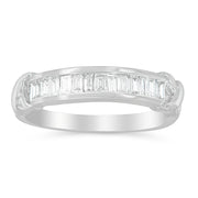 Bids.com .925 Sterling Silver 1/2 Cttw Baguette Cut Diamond Channel Set X-Station Wedding Ring (H-I Color, I1-I2 Clarity) - Size 6-1/2 Rings White Smoke 6.5 / White.Sterling Silver,6.75 / White.Sterling Silver,7 / White.Sterling Silver,7.5 / White.Sterling Silver,7.25 / White.Sterling Silver