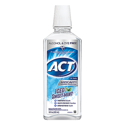 ACT ACT Mouthwash, Anticavity Fluoride, Iced Sweet Mint 18 Oz Mouthwash White Smoke