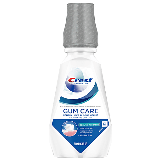 Crest Crest Pro-Health Gum Care Oral Rinse, Alcohol-Free – Cool Wintergreen, 16.9 oz (500 mL) Mouthwash White Smoke