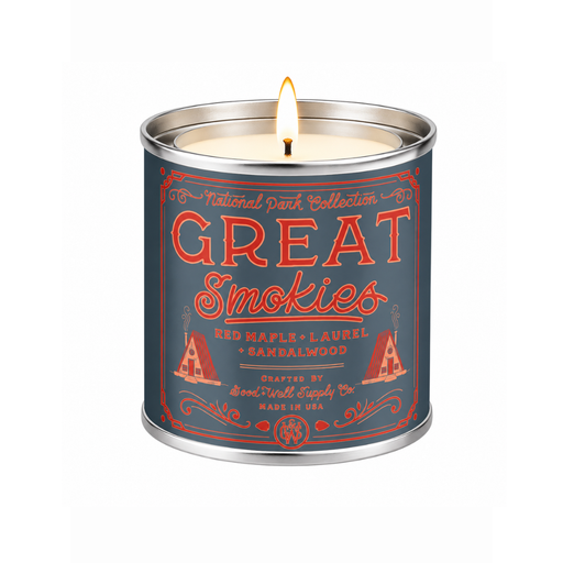 Good & Well Supply Co Great Smokies National Park Candle Candles White Smoke Half Pint / 8oz / Cotton Wick,Pint / 14oz / Cotton Wick