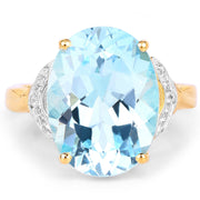 Bids.com 14K Yellow Gold Plated 11.32 Carat Genuine Blue Topaz and White Topaz .925 Sterling Silver Ring Rings White Smoke size 7.00,size 8.00,size 6.00,size 9.00