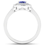 Bids.com 0.91 Carat Genuine Tanzanite and White Diamond 14K White Gold Ring Rings White Smoke size 6.00,size 7.00,size 8.00,size 9.00