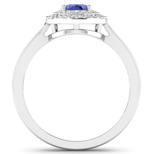Bids.com 0.91 Carat Genuine Tanzanite and White Diamond 14K White Gold Ring Rings White Smoke size 6.00,size 7.00,size 8.00,size 9.00