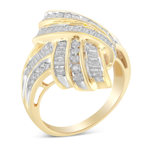 Bids.com 10K Yellow Gold Diamond Bypass Cocktail Ring (1 1/5 Cttw, I-J Color, I2-I3 Clarity) - Size 8 Rings White Smoke 6 / Yellow.Gold,7 / Yellow.Gold,8 / Yellow.Gold,6.5 / Yellow.Gold,7.5 / Yellow.Gold