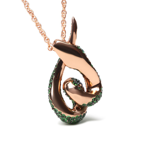 Bids.com 18K Rose Gold Round Green Tsavorite Gemstone Cluster Spiral Snake Design 18" Pendant Necklace (AAA+ Quality) Necklaces White Smoke Rose.Gold / 18