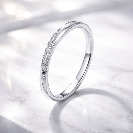 Bids.com 925 Sterling Silver Pavé Set CZ Platinum Plated Ring Size 6 for Women Rings White Smoke 6,7,8
