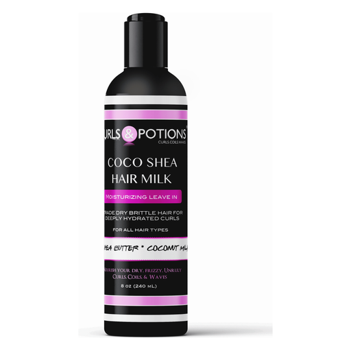 Curls & Potions Coco Shea Hair Milk Stylers Black 8 OZ BOTTLE/Pouch