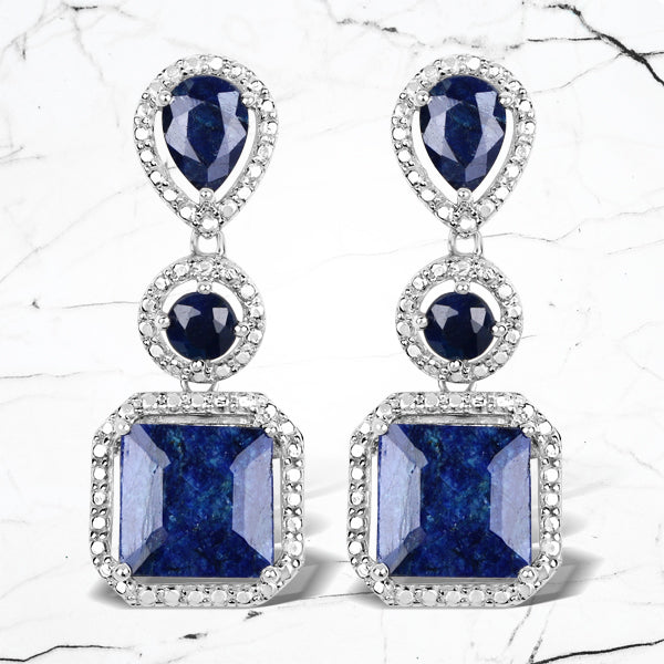 Bids.com 11.62 Carat Dyed Sapphire .925 Sterling Silver Earrings Earrings White Smoke