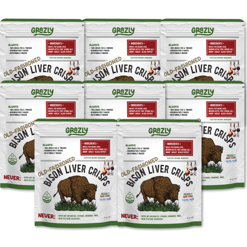 Grazly Bison Liver Crisps - 100% Grass-Fed/Finished Bison Crisp Lavender Old Fashioned / 8 Pack