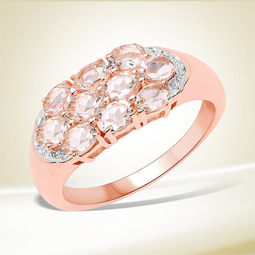 Bids.com 1.50 Carat Genuine Morganite .925 Sterling Silver Ring Rings White Smoke size 7.00,size 6.00,size 8.00,size 9.00,size 5.00