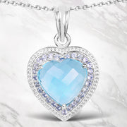 Bids.com 7.36 Carat Genuine Blue Topaz and Tanzanite .925 Sterling Silver Pendant Pendants Lavender