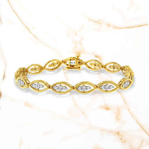 Bids.com 10K Yellow Gold Plated .925 Sterling Silver 1 cttw Prong Set Round-Cut Diamond Link Bracelet (J-K Color, I1-I2 Clarity) - 7.25" Bracelets White Smoke Yellow.Sterling Silver / 7.25