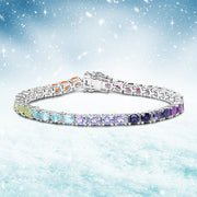 Bids.com 12.04 Carat Genuine Multi Stone .925 Sterling Silver Bracelet Bracelets Alice Blue size 7.00,size 8.00,size 7.50