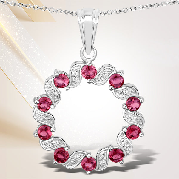 Bids.com 1.30 Carat Genuine Pink Tourmaline and White Topaz .925 Sterling Silver Pendant Pendants Lavender