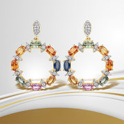 Bids.com 4.12 Carat Genuine Multi Sapphire .925 Sterling Silver Earrings Earrings White Smoke