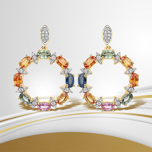 Bids.com 4.12 Carat Genuine Multi Sapphire .925 Sterling Silver Earrings Earrings White Smoke
