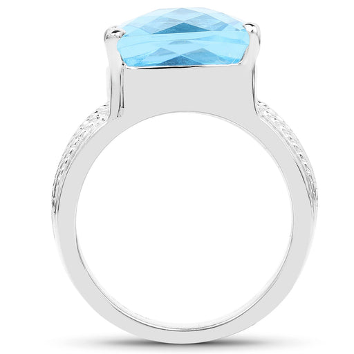 Bids.com 7.50 Carat Genuine Swiss Blue Topaz .925 Sterling Silver Ring Rings White Smoke size 6.00,size 7.00,size 9.00,size 8.00