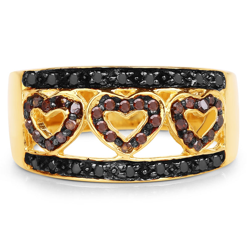 Bids.com 14K Yellow Gold Plated 0.32 Carat Genuine Black Diamond and Red Diamond .925 Sterling Silver Ring Rings White Smoke size 6.00,size 8.00,size 7.00,size 9.00